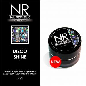 Гелевая краска c крупными шестигранниками DISCO SHINE №01 Nail Republic, 7 гр  - NOGTISHOP