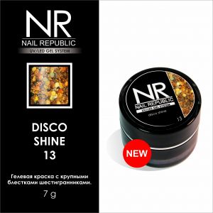 Гелевая краска c крупными шестигранниками DISCO SHINE №13 Nail Republic, 7 гр - NOGTISHOP