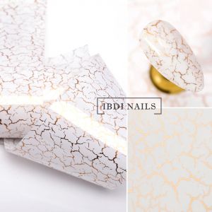 Фольга для дизайна ногтей Кракелюр (белый, золото) - NOGTISHOP