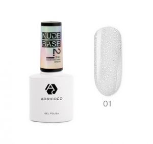 ADRICOCO Nude Base 2 in 1, 8 мл №01 - nega, светоотражающая цветная база. - NOGTISHOP