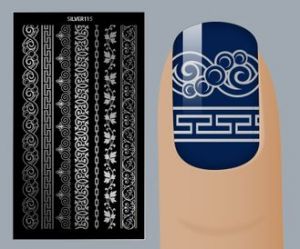 Слайдер для дизайна ногтей, Фольгированные, Серебро №S115, NOGTIKA - NOGTISHOP