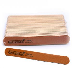 Пилка Nail SunShine закругленная 120/180 на деревянной основе коричневая - NOGTISHOP