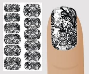Слайдер для дизайна ногтей, "Черно-белое" №B134 ,  NOGTIKA - NOGTISHOP