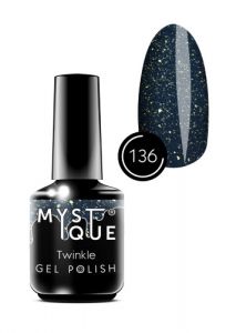  Гель-лак Gel Polish №136 Twinkle Mystique с мелким золотым шиммером, 15 ml - NOGTISHOP