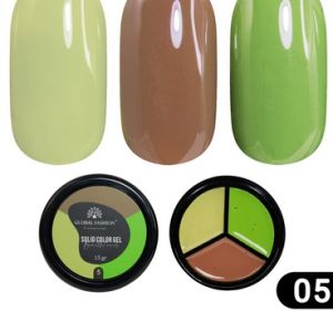 Solid color gel - 3, Khaki 05, гель-краска повышенной плотности 15 гр, Global Fashion - NOGTISHOP