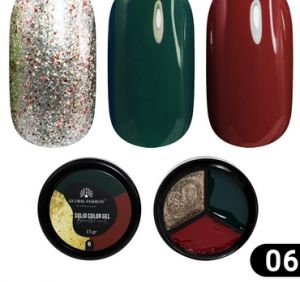 Solid color gel - 3, Poinsettia 06, гель-краска повышенной плотности 15 гр, Global Fashion - NOGTISHOP