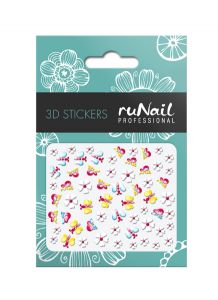 Наклейки для дизайна ногтей 3D (цветы и бабочки) Runail.