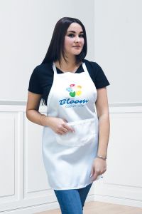 Фартук мастера цветной с логотипом Bloom Белый (короткий) - NOGTISHOP