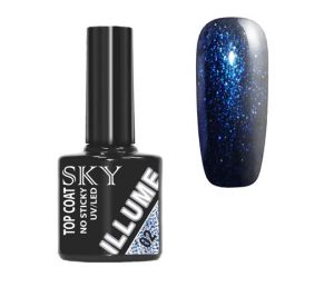 Top Coat SKY ILLUME №02 (голубое мерцание) 10 мл  - NOGTISHOP