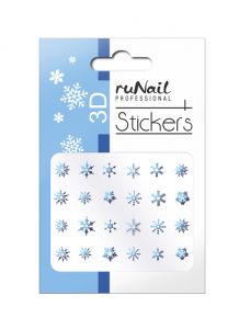 Наклейки для дизайна ногтей, снежинки голубые Runail.