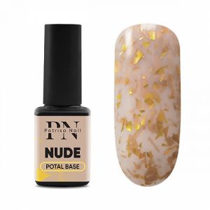 POTAL Nude base PN 12 мл, каучуковая база нюд с золотой поталью - NOGTISHOP