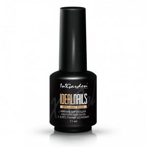 IDEAL NAILS brilliant beige каучуковая база для гель-лака с блестками бежевая, 11 мл InGarden  - NOGTISHOP