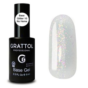 База Каучуковая для гель-лака Grattol Rubber Base Glitter №10, 9 мл. - NOGTISHOP