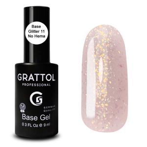 База Каучуковая для гель-лака Grattol Rubber Base Glitter №11, 9 мл. - NOGTISHOP