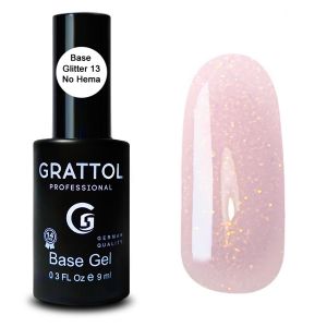 	 База Каучуковая для гель-лака Grattol Rubber Base Glitter №13, 9 мл.  - NOGTISHOP