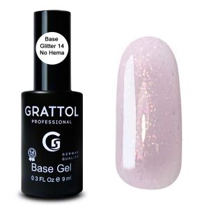 База Каучуковая для гель-лака Grattol Rubber Base Glitter №14, 9 мл.   - NOGTISHOP