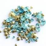 Стразы SWAROVSKI Light Turquoise, микс размеров в пакете, Crystalland, 144шт. 