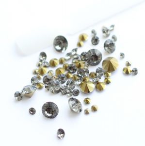 Стразы SWAROVSKI  Black Diamond, микс размеров в пакете, Crystalland , 144шт  - NOGTISHOP