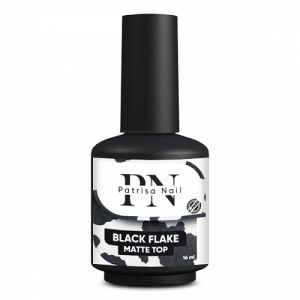 Топ матовый без липкого слоя Matte Black Flake с черными хлопьями, 16 мл Patrisa Nail - NOGTISHOP