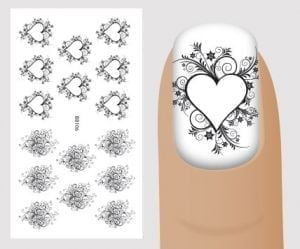 Слайдер для дизайна ногтей, Чёрный на белом, №BB106, NOGTIKA