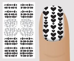 Слайдер для дизайна ногтей, Чёрный на белом, №BB114, NOGTIKA