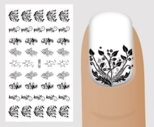 Слайдер для дизайна ногтей, Чёрный на белом, №BB120, NOGTIKA