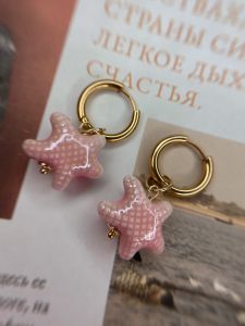 Серьги-конго с керамическими подвесками - NOGTISHOP