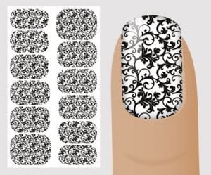 Слайдер для дизайна ногтей, "Черно-белое" №B121 ,  NOGTIKA - NOGTISHOP