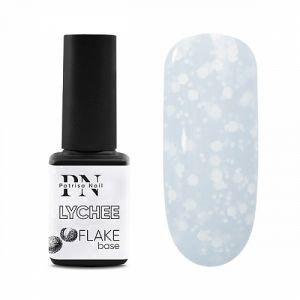 FLAKE base Lychee PN 12 мл, цветная база нежно-серая с белыми шестигранниками - NOGTISHOP