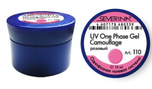 Однофазный камуфлирующий гель розовый, средней вязкости UV One Phase Gel Camouflage Severina, 15 мл.