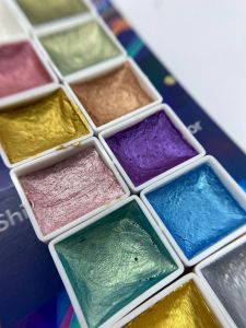 Акварель с шиммером 12 цветов, Shimmer Solid Watercolor, GALAXY 04 - NOGTISHOP