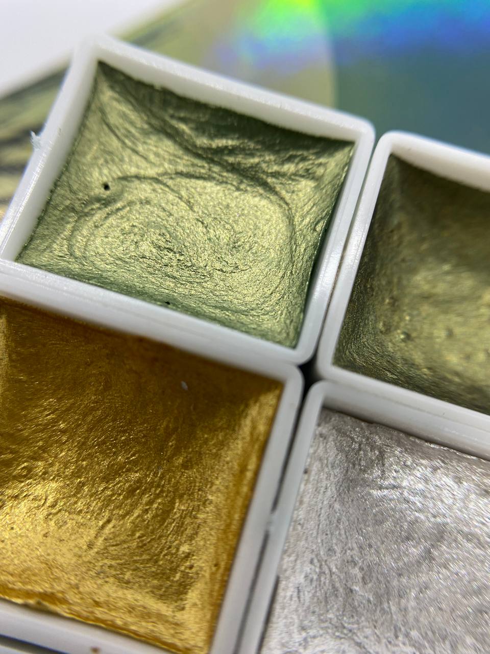 Акварель с шиммером 6 цветов, Shimmer Solid Watercolor, GRASS GREEN 03
