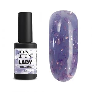 POTAL Lady base PN 8 мл, каучуковая фиолетовая база с лиловой поталью - NOGTISHOP
