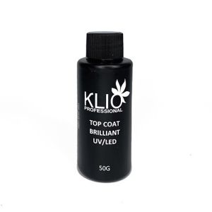 Топ Klio BRILLIANT UF top coat без липкого слоя (флакон с крышкой), 50 мл - NOGTISHOP