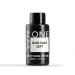 Base Coat Soft (бутылка) 30 мл, каучуковая эластичная база One Nail